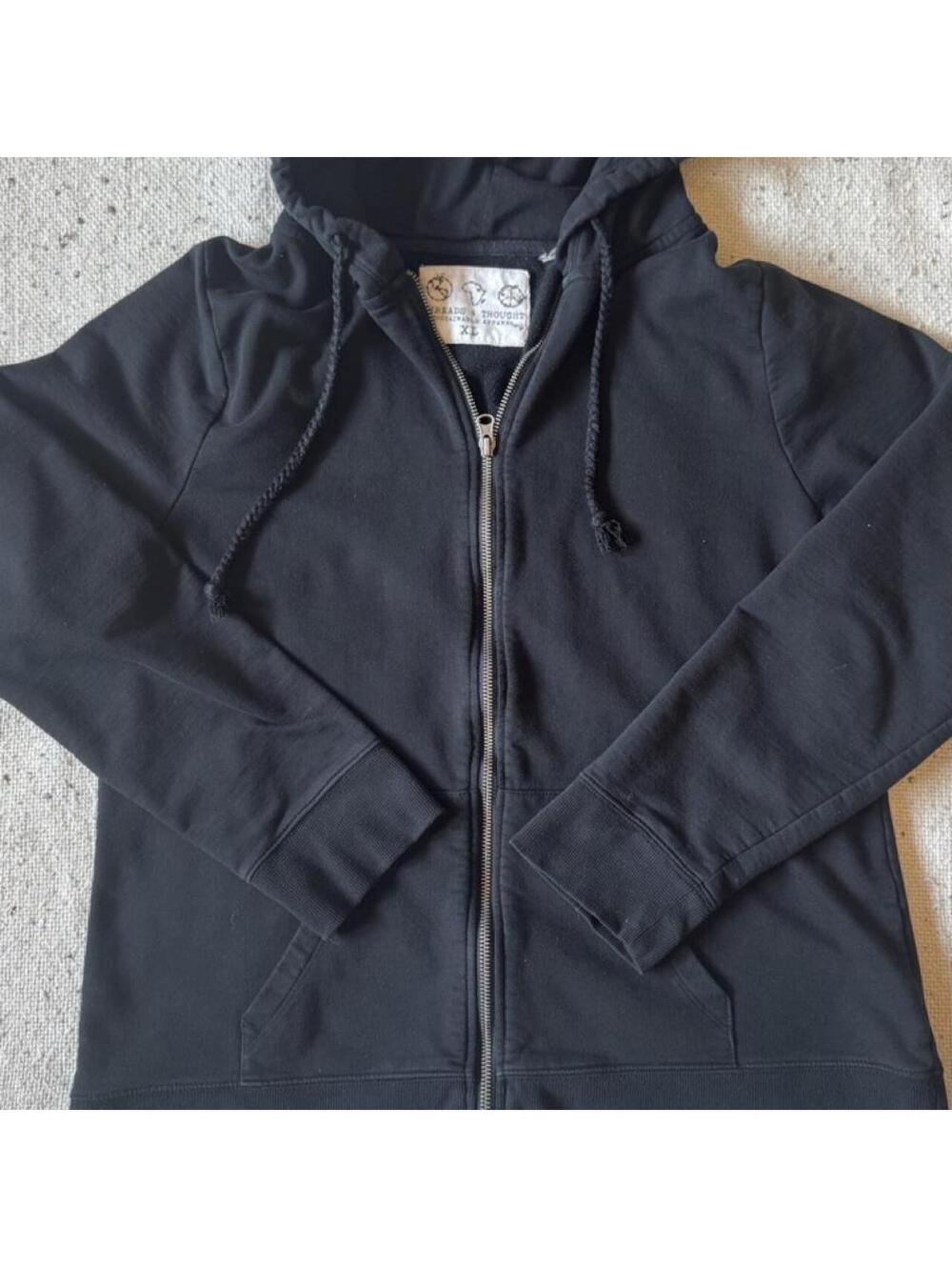 Threads 4 Thought XL Black Full Zip Hoodie Organic Cotton Sustainable Basic